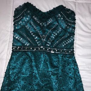 SHAIL K hand beaded strapless gown size 2